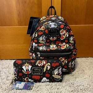 Loungefly Disney Villains Tattoo Backpack and Matching Wallet